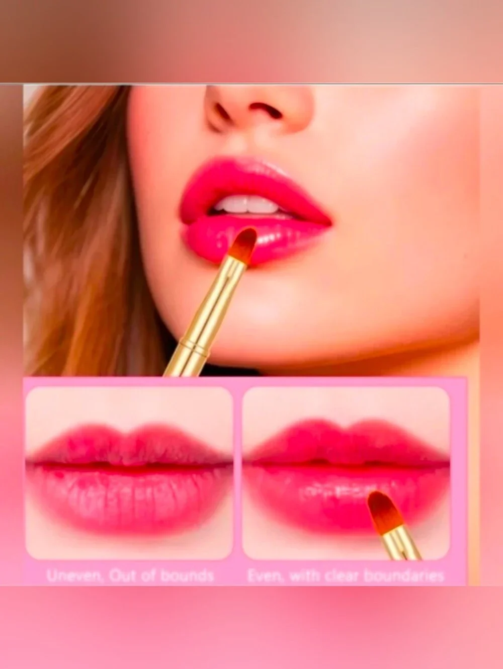 Pink Retractable Dual Sided Lip Brush- Pointed & Rounded Tips BNIB